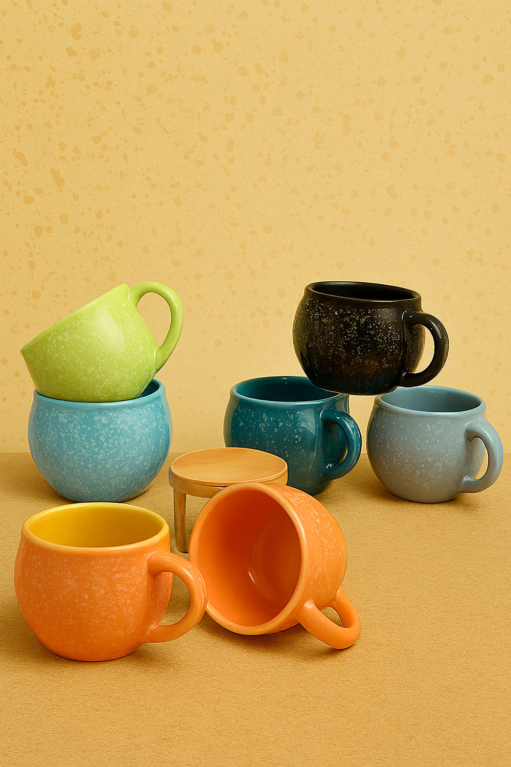 Image of Kartik Handicraft Pack of 6 Ceramic, Bone China Printed Microwave Safe Tea Cup (Multicolor, Cup)