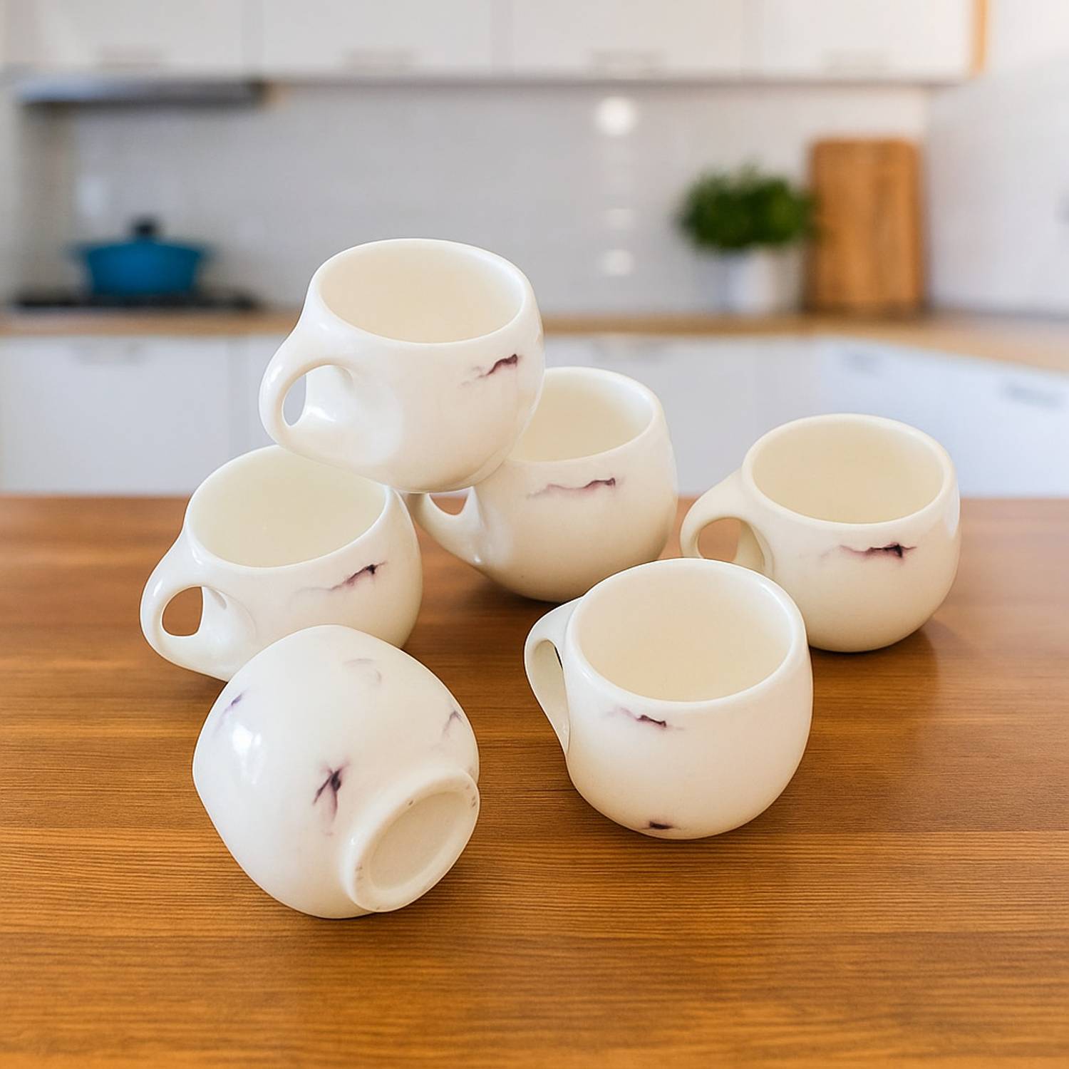 Love Unlimited Bone China White Tea Cups Set of 6 Pack of 6