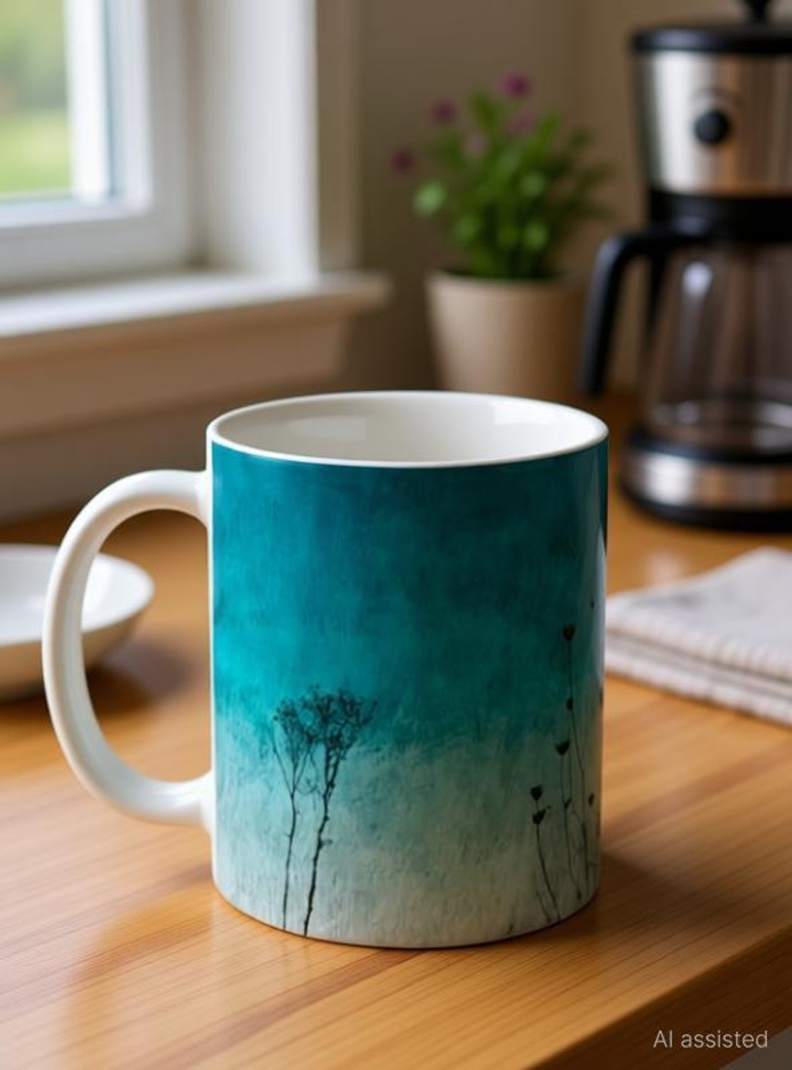 Image of Printsalive Pack of 1 Ceramic Wildflowers design Ceramic Coffee mug (350ml)
