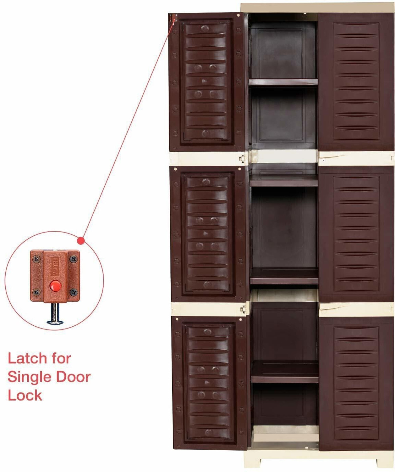 Image of Supreme Fusion-03, Plastic Almirah For Storage-G.Brown Plastic Cupboard