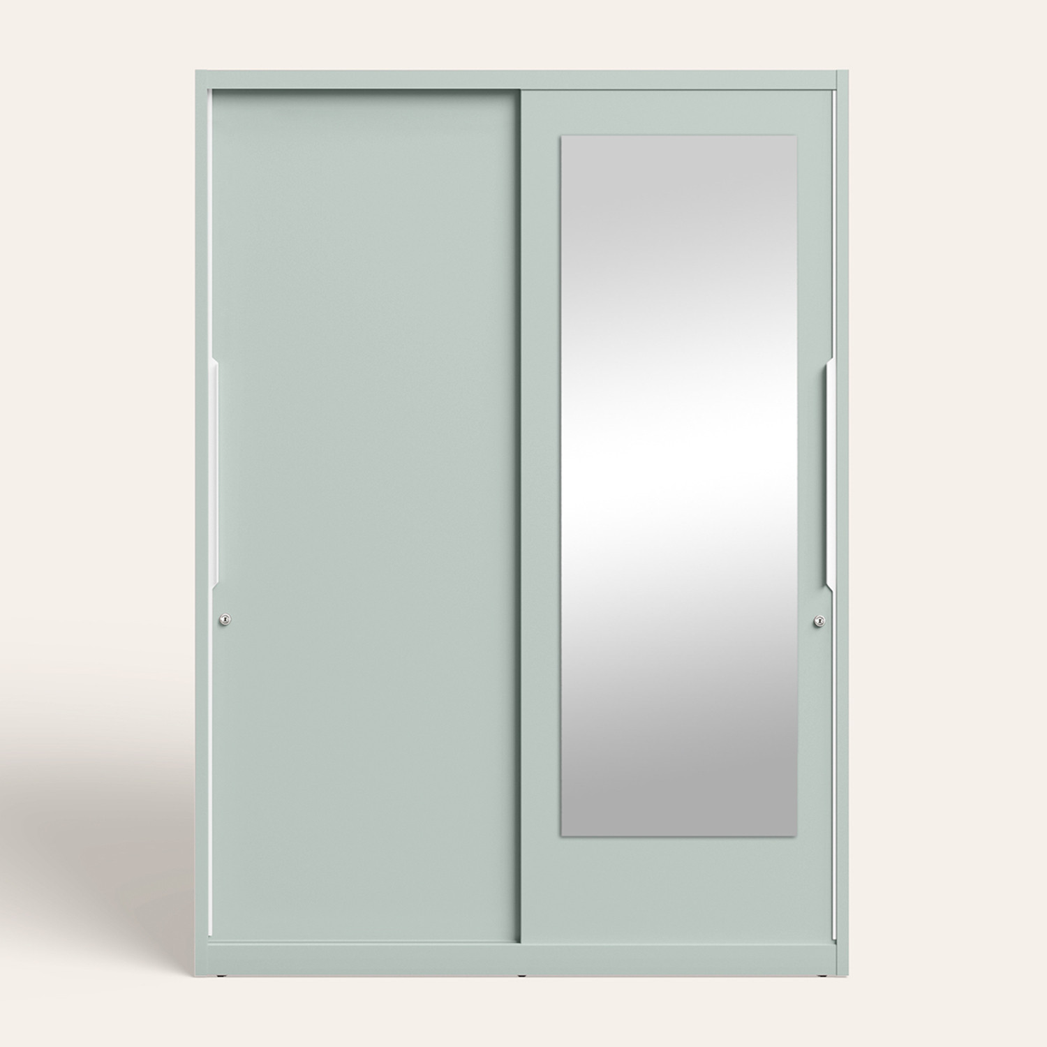 Image of Interio by Godrej 2-Door with Locker and Drawer and Plain Mirror Metal Almirah (Finish Color - Matte Sky Gray, Knock Down)