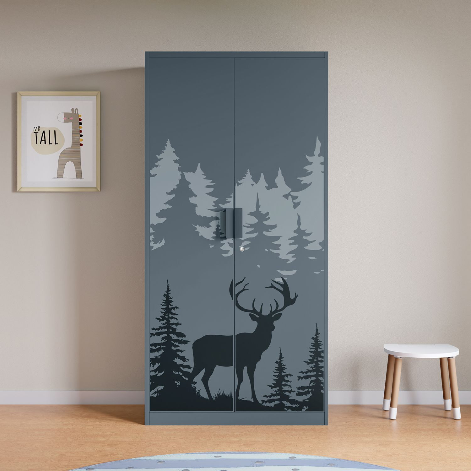 Image of Interio by Godrej Kids 2-Door Almirah (Into the Woods Digital Print) Metal Almirah