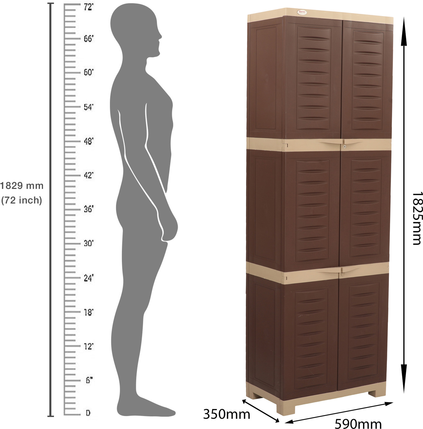 Image of Supreme Fusion-03, Plastic Almirah For Storage-G.Brown Plastic Cupboard