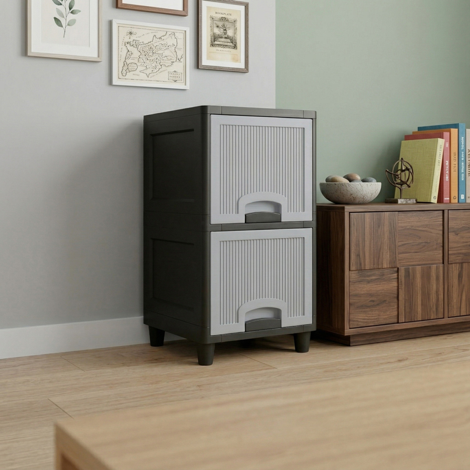 Image of Surety for Safety Multi Layer Compartments Plastic Floor Mount Cabinet Wardrobe Organizer(White) Plastic Free Standing Cabinet