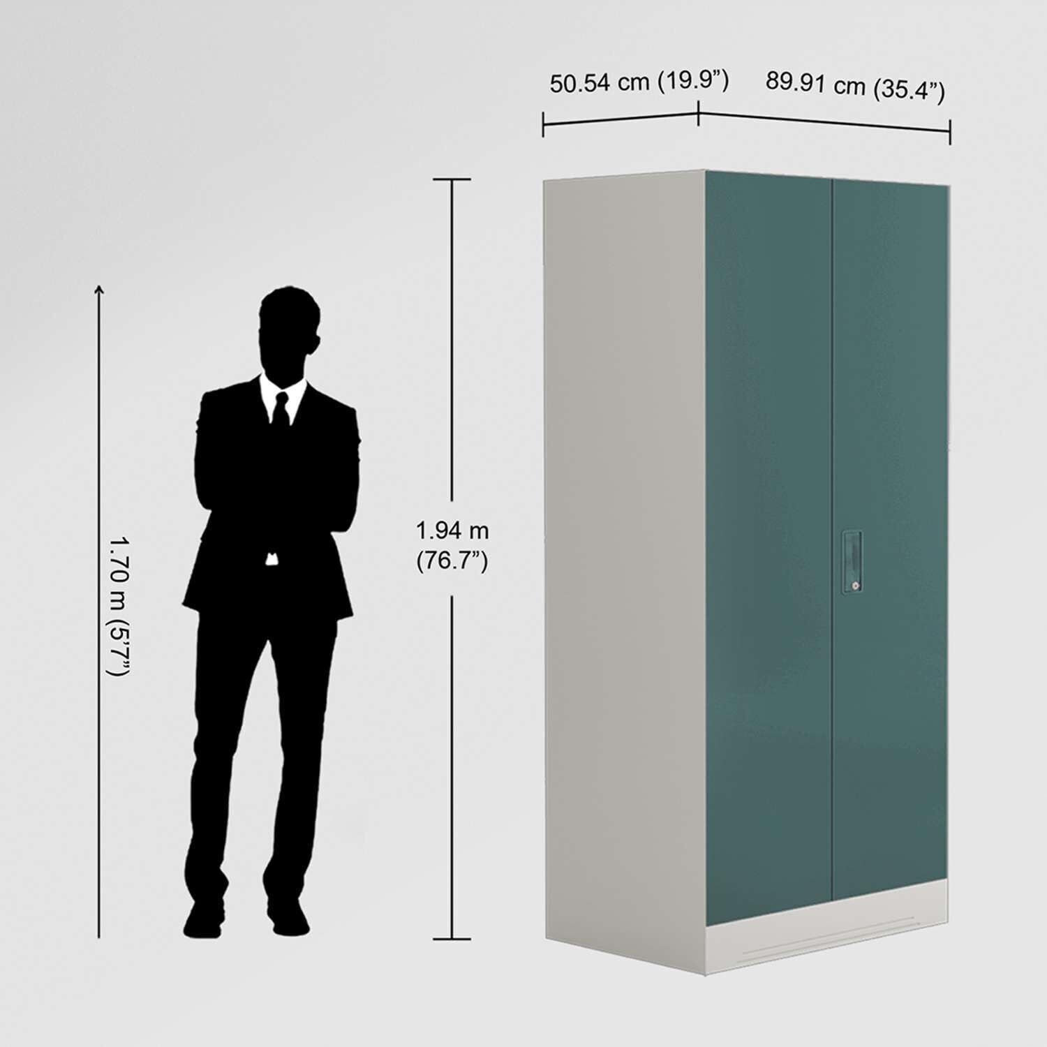 Image of Interio by Godrej Slimline 2 Door with 4 Shelves Metal Almirah