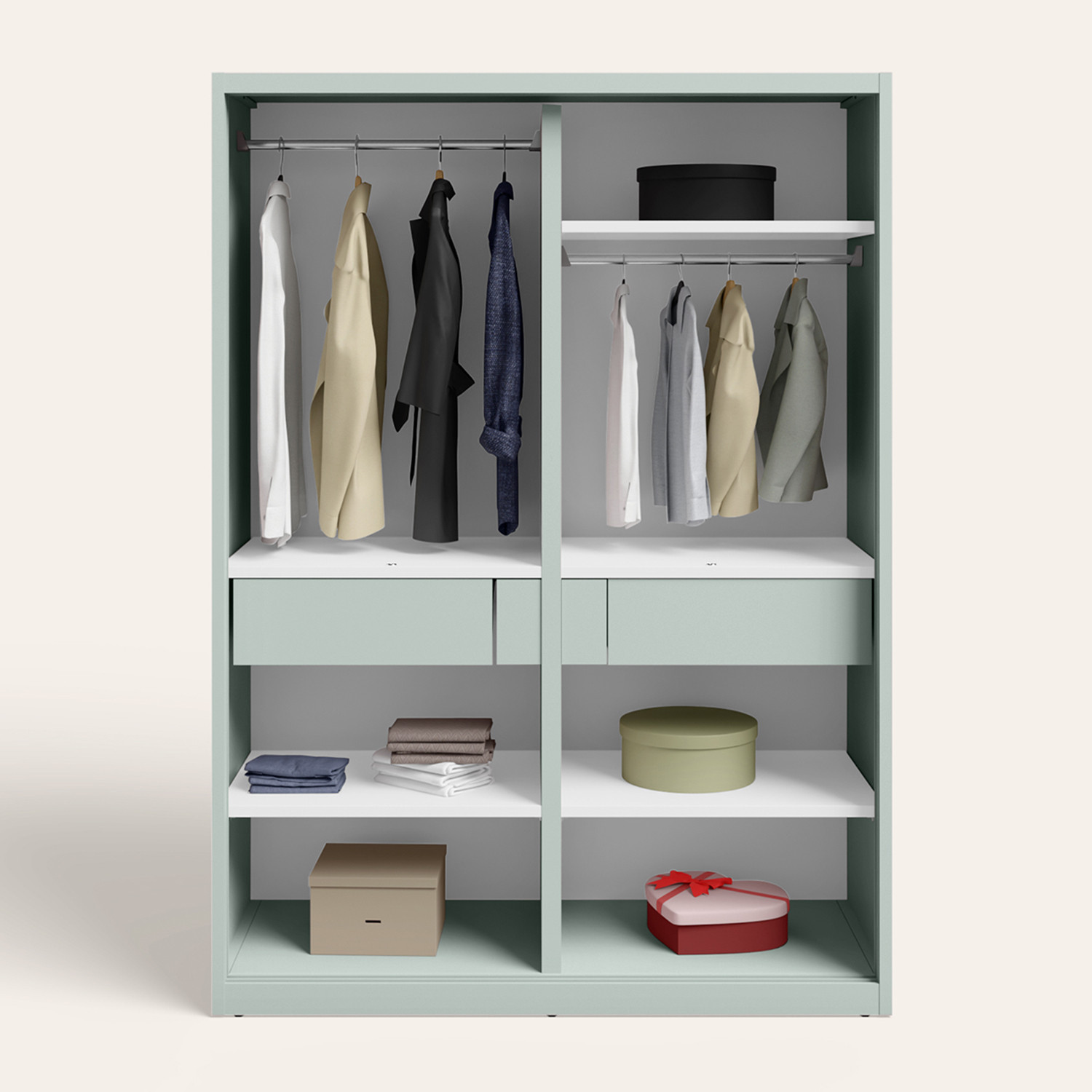 Image of Interio by Godrej 2-Door with Locker and Drawer and Plain Mirror Metal Almirah (Finish Color - Matte Sky Gray, Knock Down)