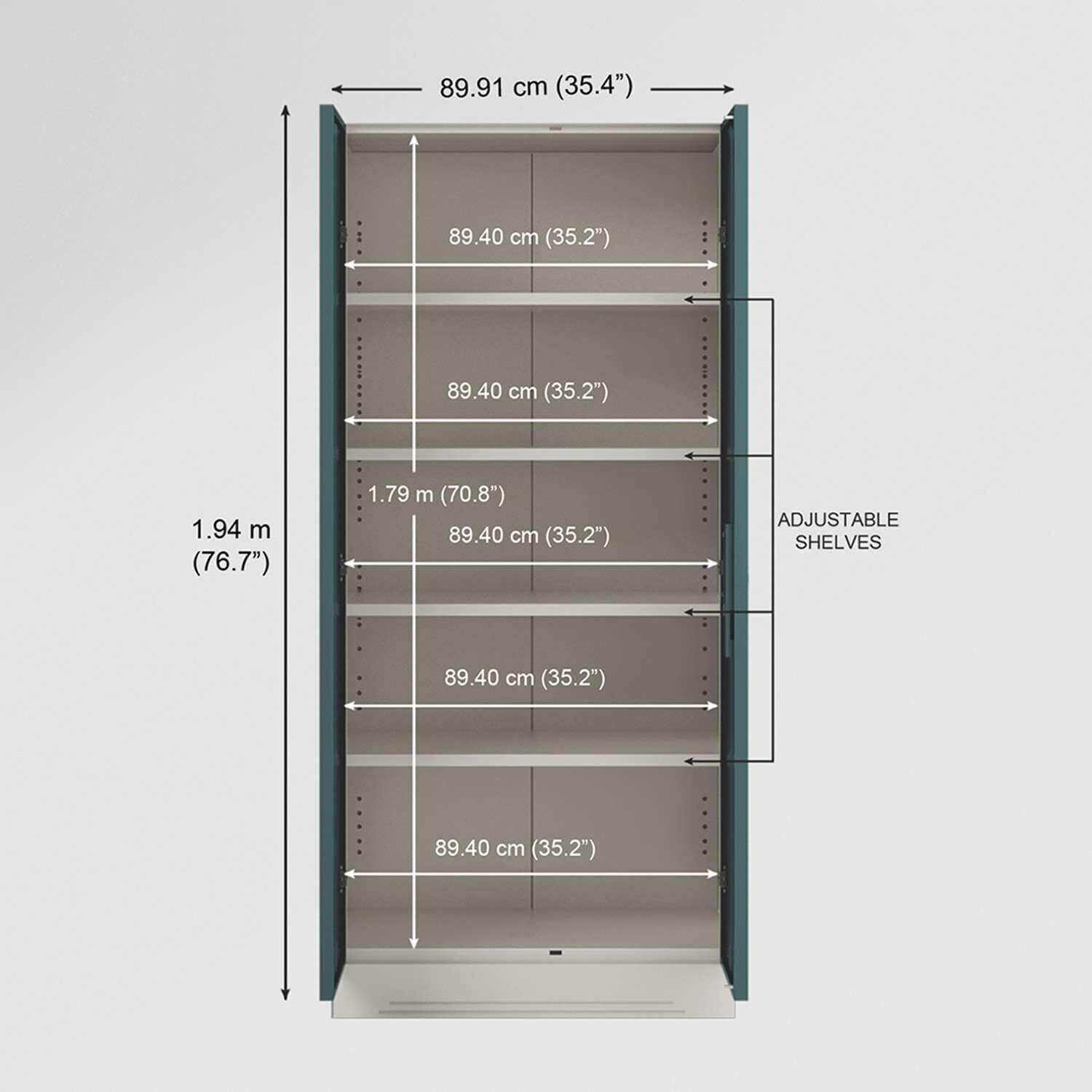 Image of Interio by Godrej Slimline 2 Door with 4 Shelves Metal Almirah