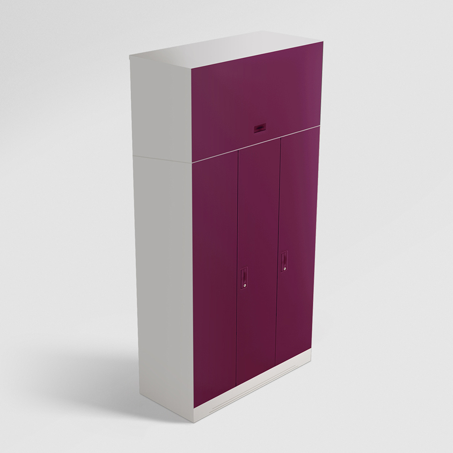 Image of Interio by Godrej Slimline 3 Door with Locker, Drawer and Overhead Unit Metal Almirah