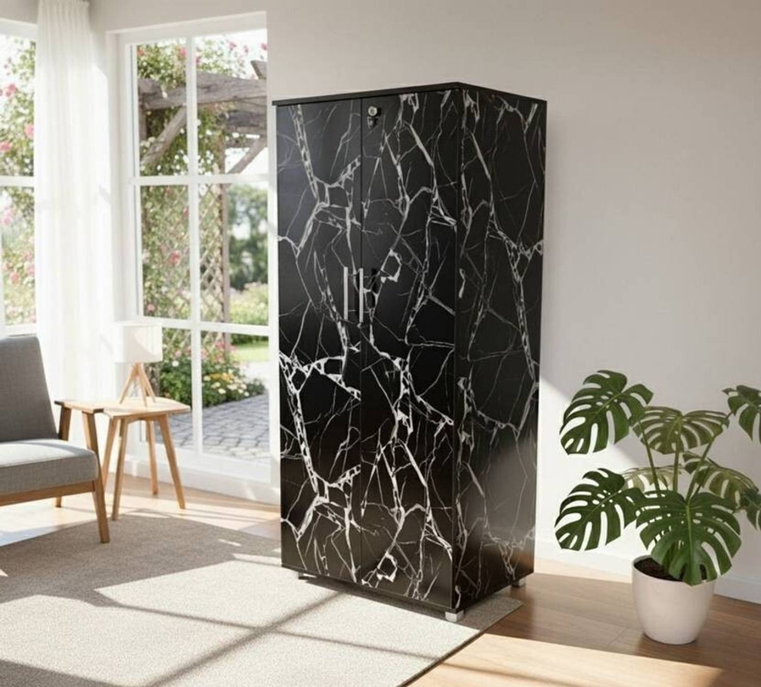ayat wooddesigns Engineered Wood Almirah Black - Image 1