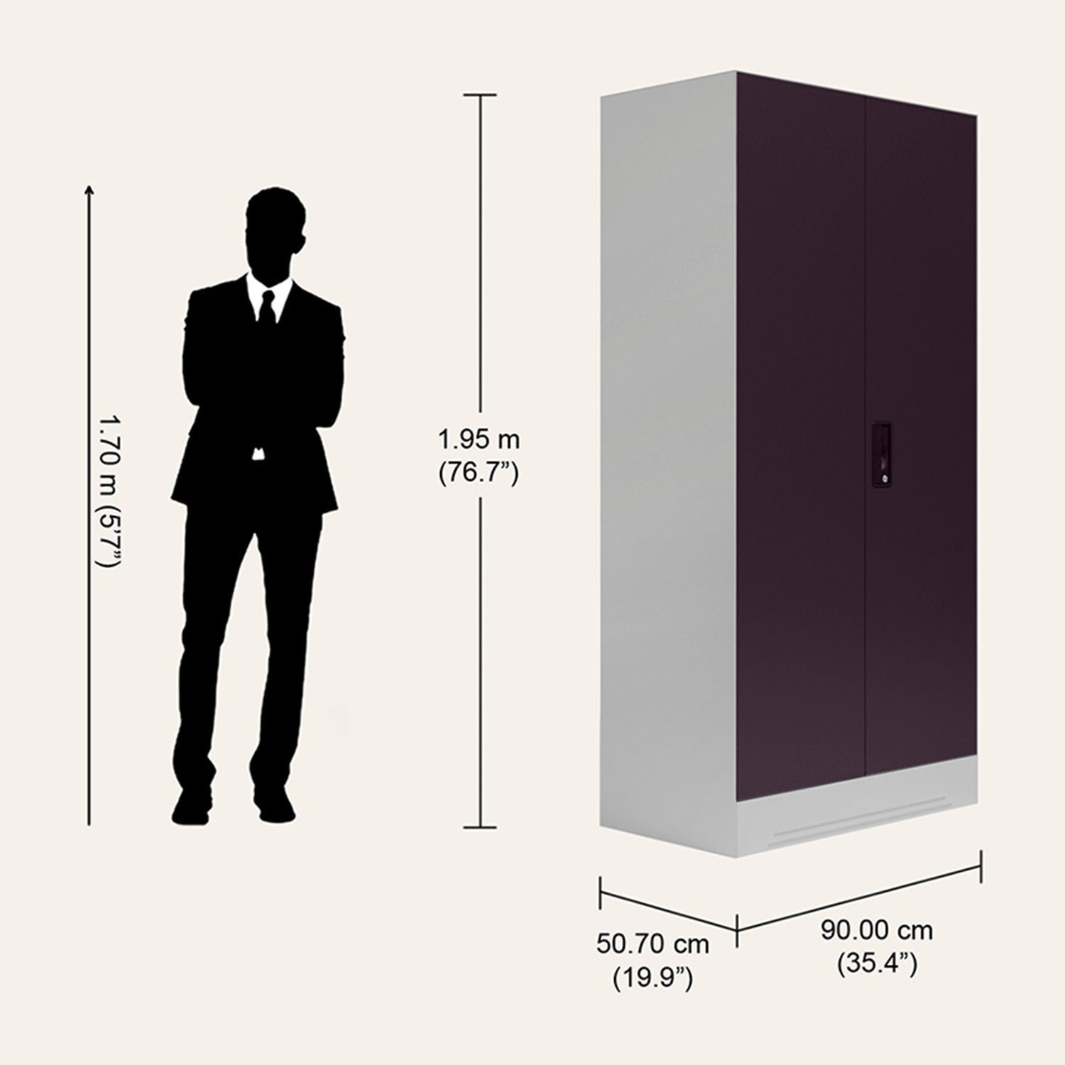 Image of Interio by Godrej Slimline 2 Door with Locker Metal Almirah