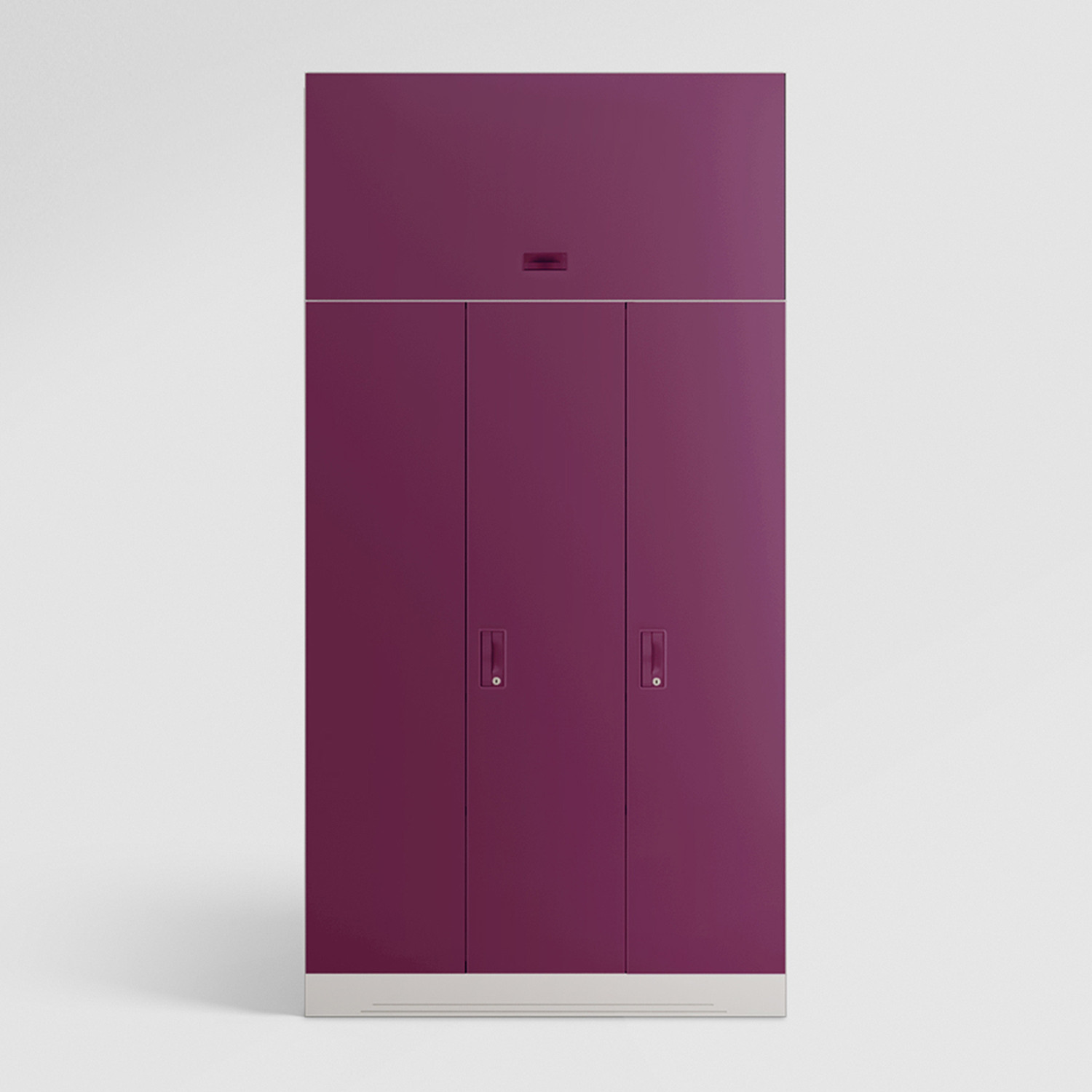 Image of Interio by Godrej Slimline 3 Door with Locker, Drawer and Overhead Unit Metal Almirah