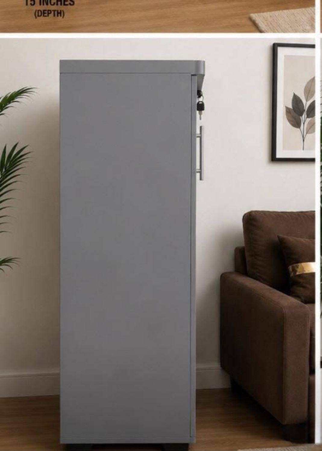 Image of DiamondF 2 Door Wooden Storage Cabinet 6 shelves with Lock | Multipurpose White Almirah Engineered Wood Almirah