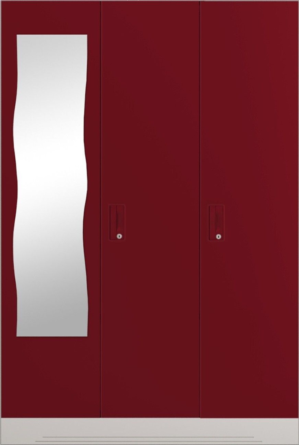 Image of Interio by Godrej Slimline 3 Door with Locker, Drawer and Curvilinear Mirror Metal Almirah