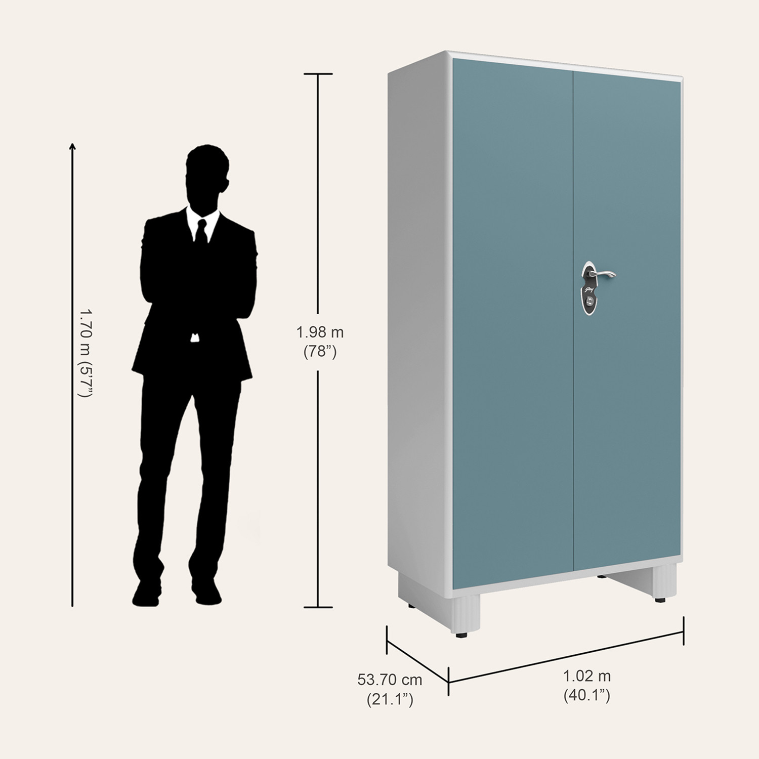 Image of Interio by Godrej Wardrobe H1 2-Door Metal Almirah