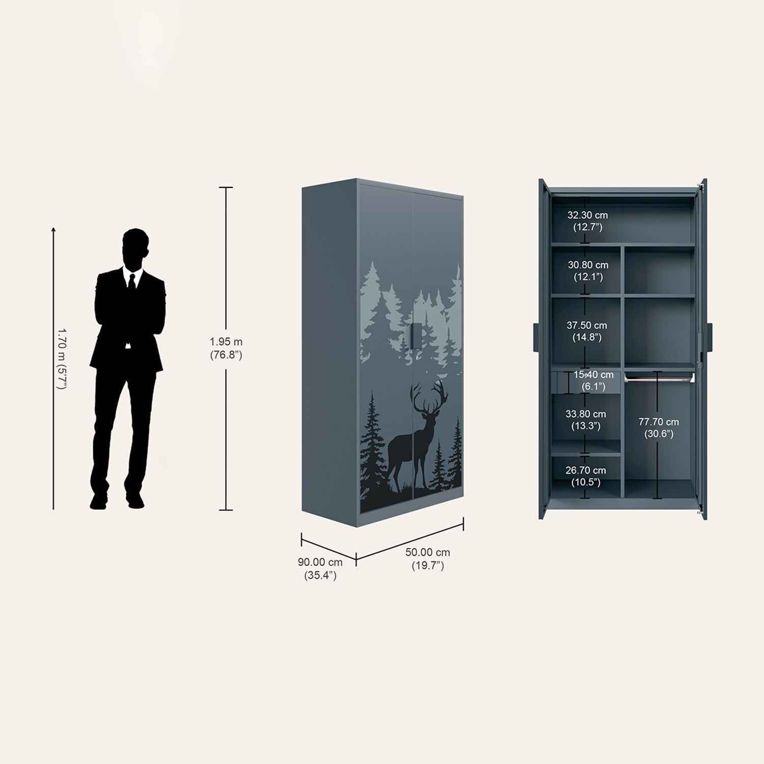 Image of Interio by Godrej Kids 2-Door Almirah (Into the Woods Digital Print) Metal Almirah