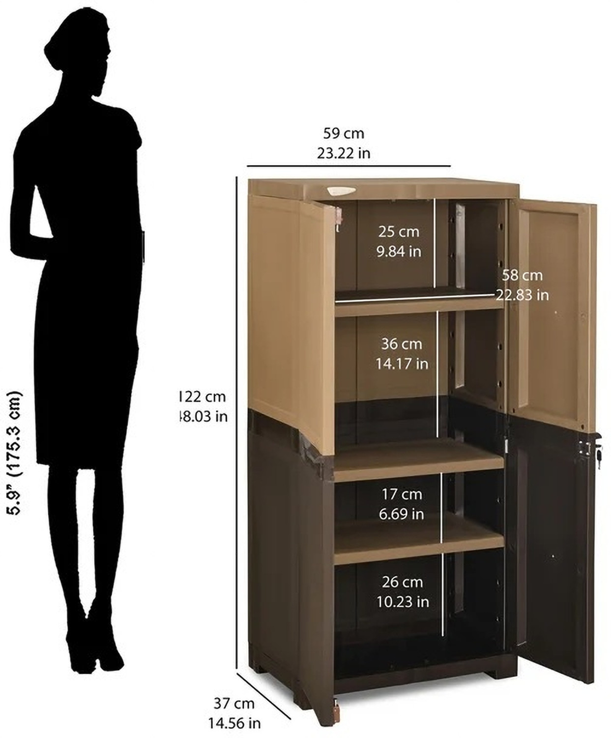 Image of Nilkamal Freedom FMM Plastic Cabinet for Multipurpose Storage Solution|Bedroom|Kids Room Plastic Almirah