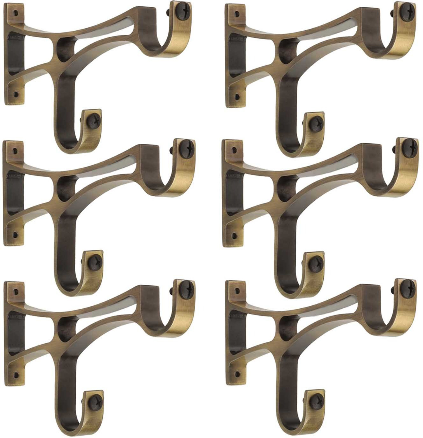 Image of Arena Brown Rod Rail Bracket, Curtain Hooks, Curtain Knobs Metal