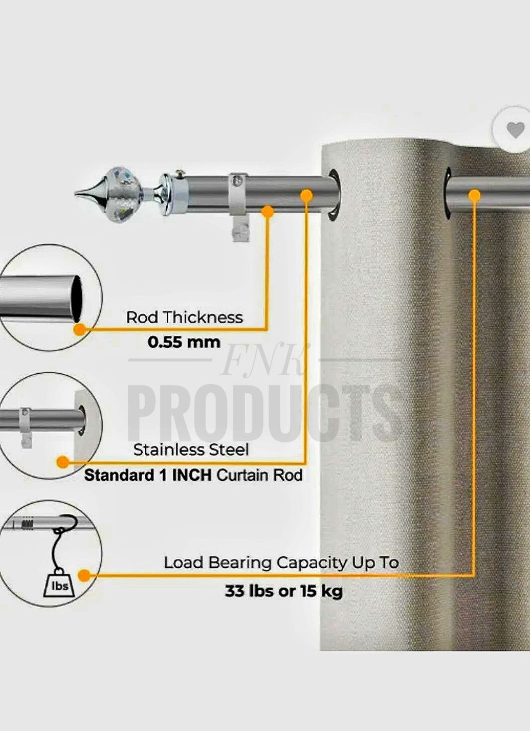 Image of fnk Silver Rod Rail Bracket Metal (Pack of 16)