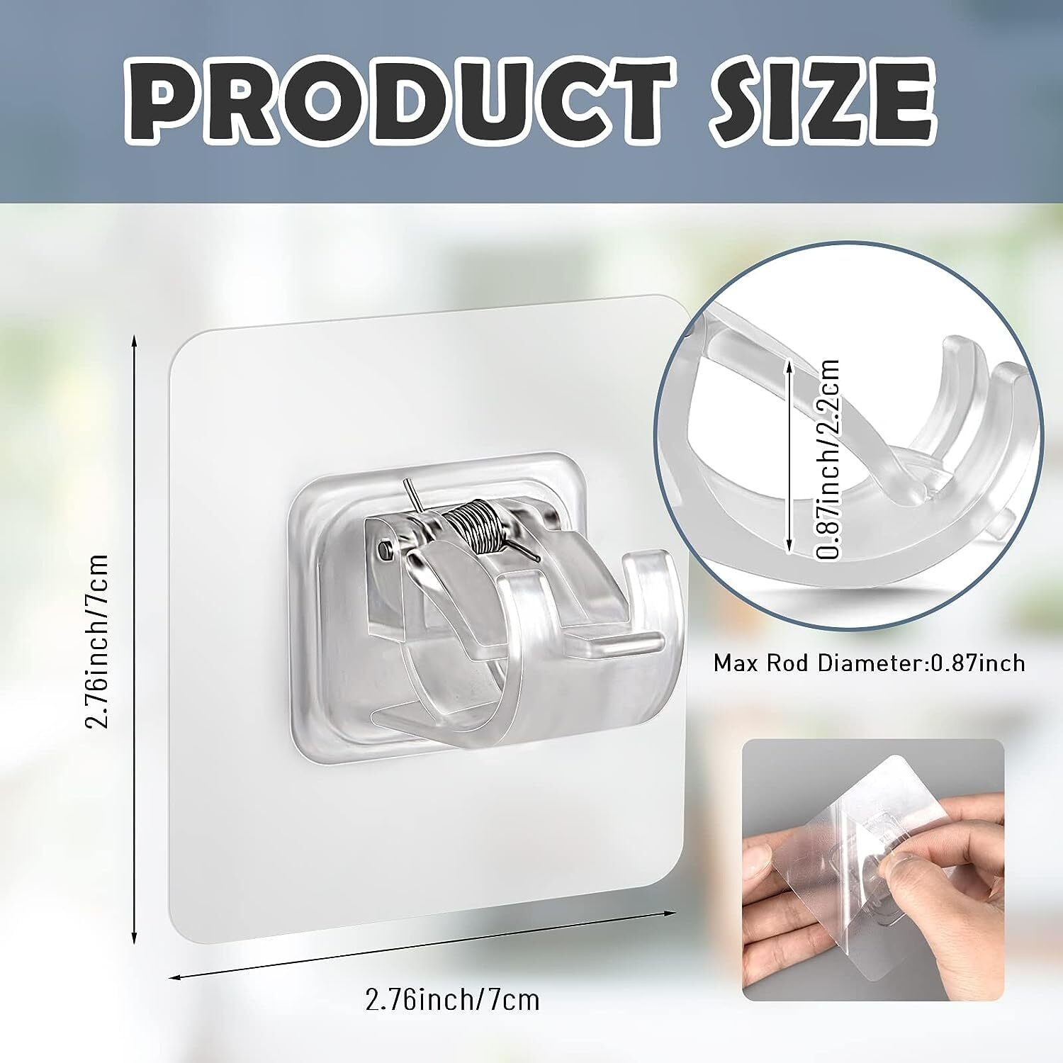 Image of CONISH PACK OF 8 Transparent Curtain Rod Holder, Fixing Rod Holder, Curtain Rod Hook Hook 8