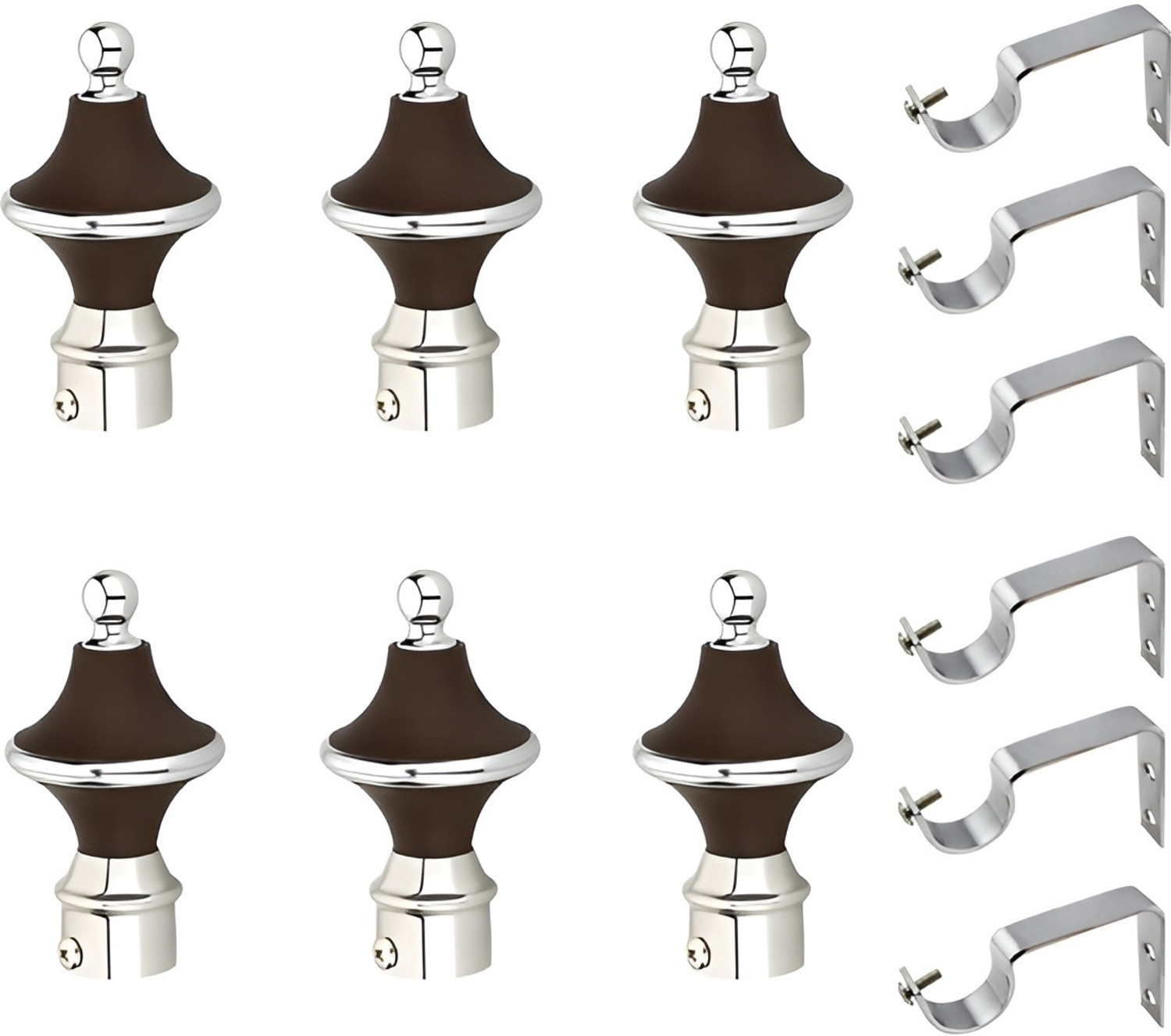 Image of ZedZero Brown Curtain Knobs, Curtain Rods, Rod Rail Bracket