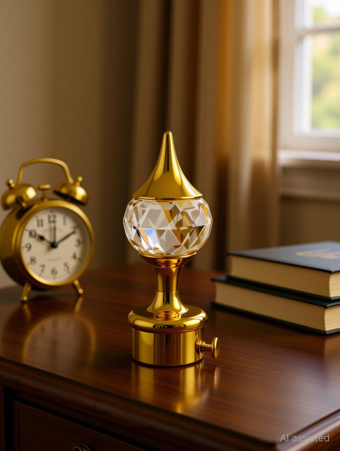 Image of HELENSON Gold Curtain Knobs, Rod Rail Bracket Metal