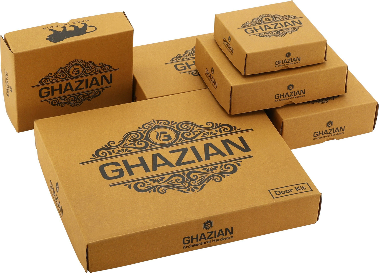 Image of Ghazian Red, Gold Curtain Knobs, Rod Rail Bracket Metal