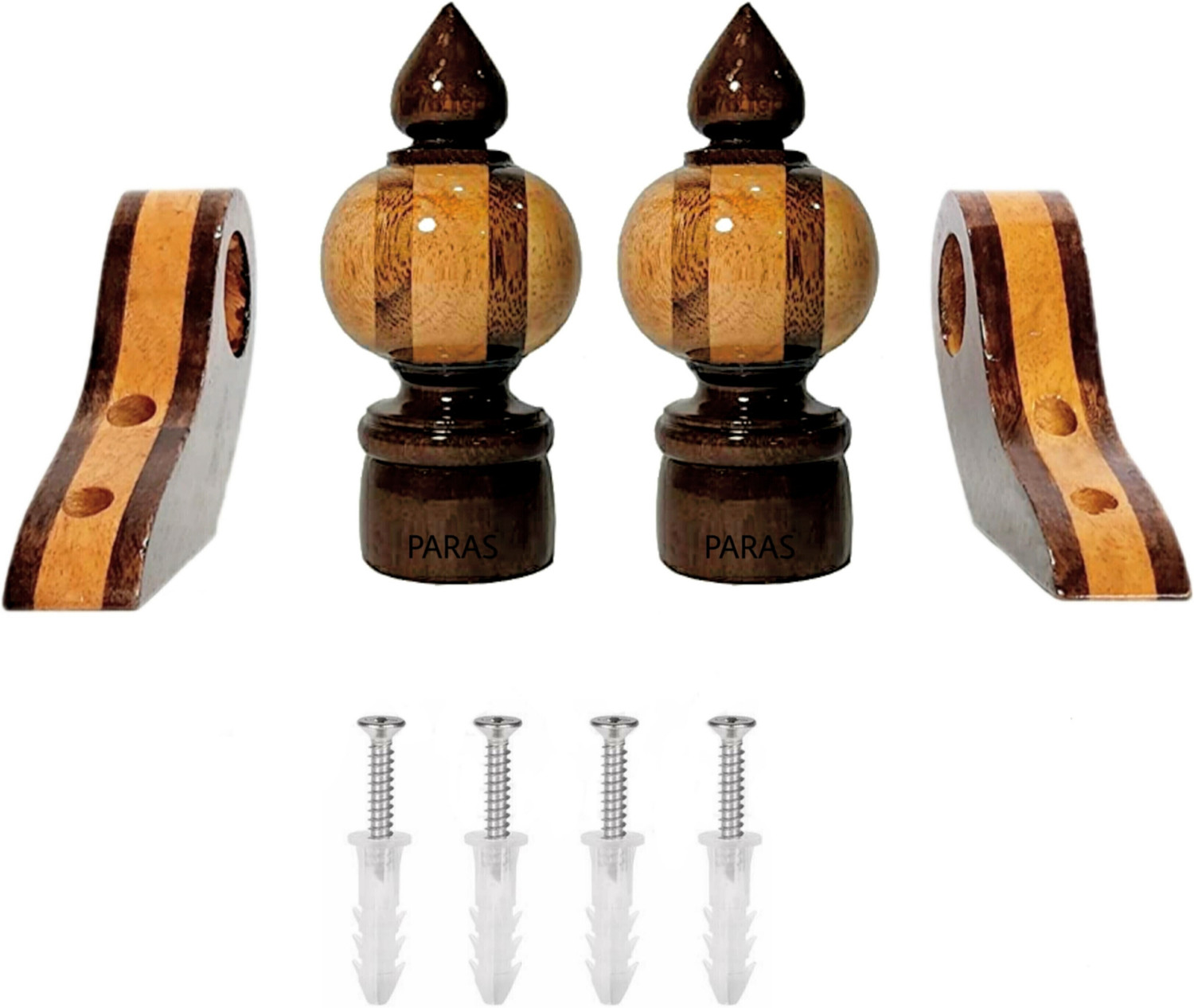 Image of Paras Beige, Brown Curtain Knobs, Rod Rail Bracket, Curtain Hooks, Curtain Rods, Curtain Rings Metal