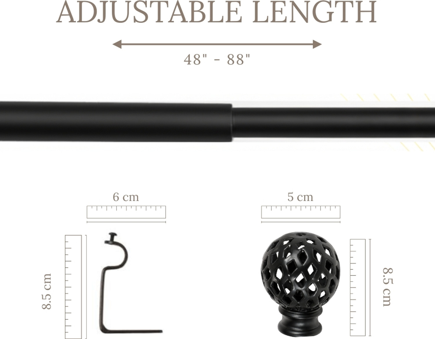 Image of THE DECOR MART Black Curtain Rods Metal