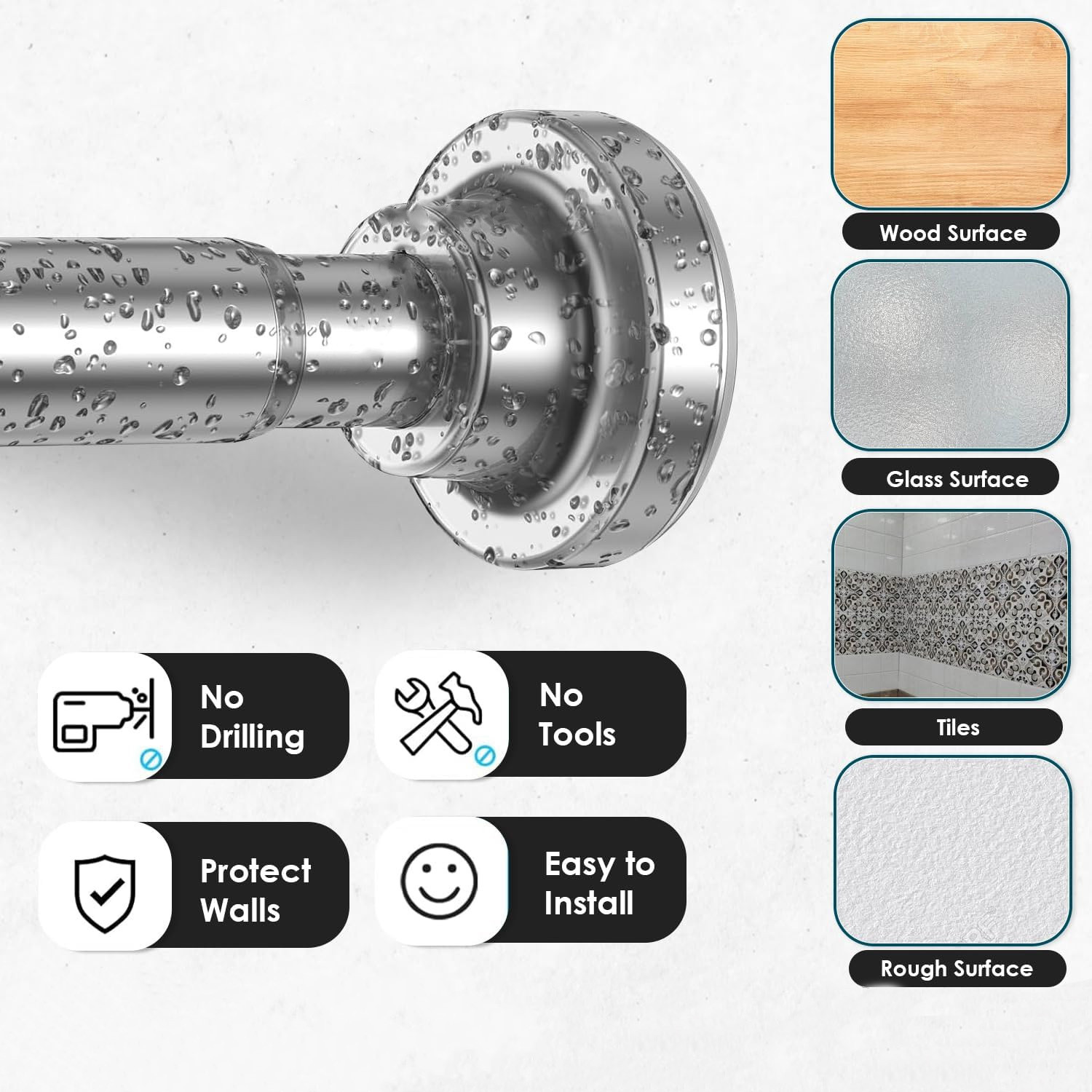 Image of STANSY Silver Curtain Rods Metal