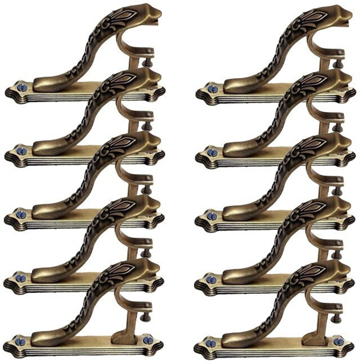 Image of Easyhome Gold Rod Rail Bracket, Curtain Knobs Metal