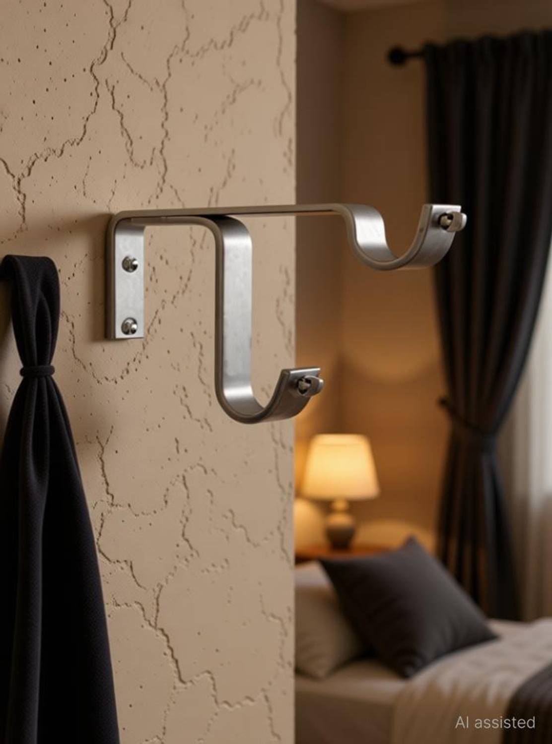 AnEk goods Silver Rod Rail Bracket, Curtain Rods, Curtain Knobs Metal