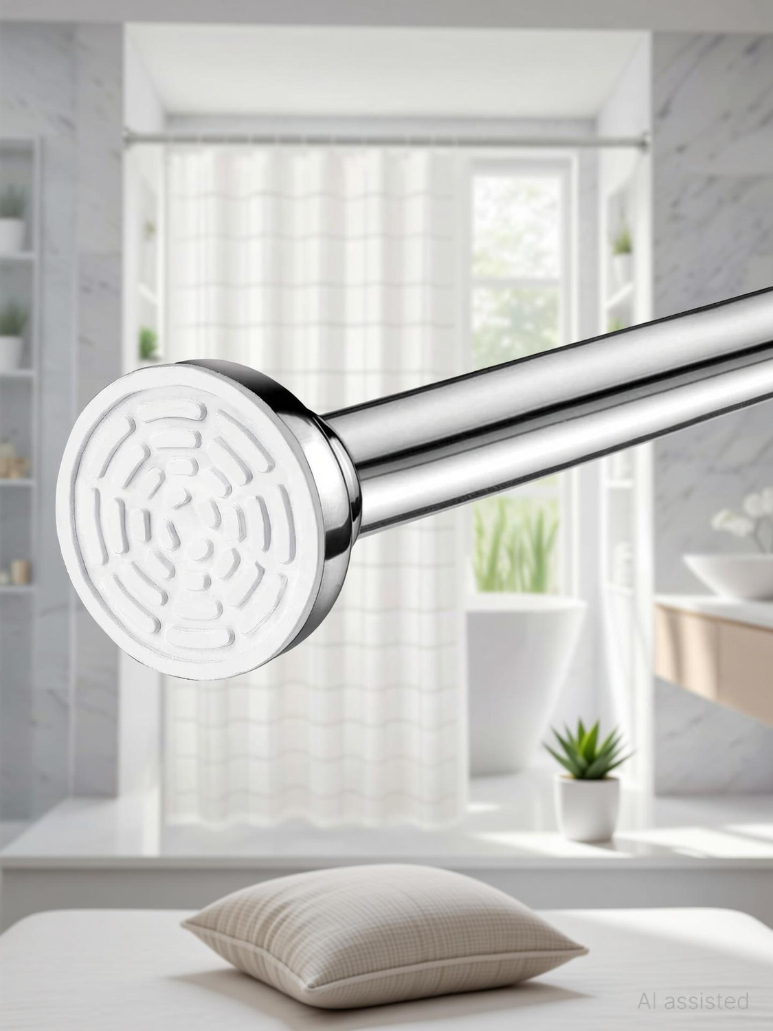 Image of STANSY Silver Curtain Rods Metal