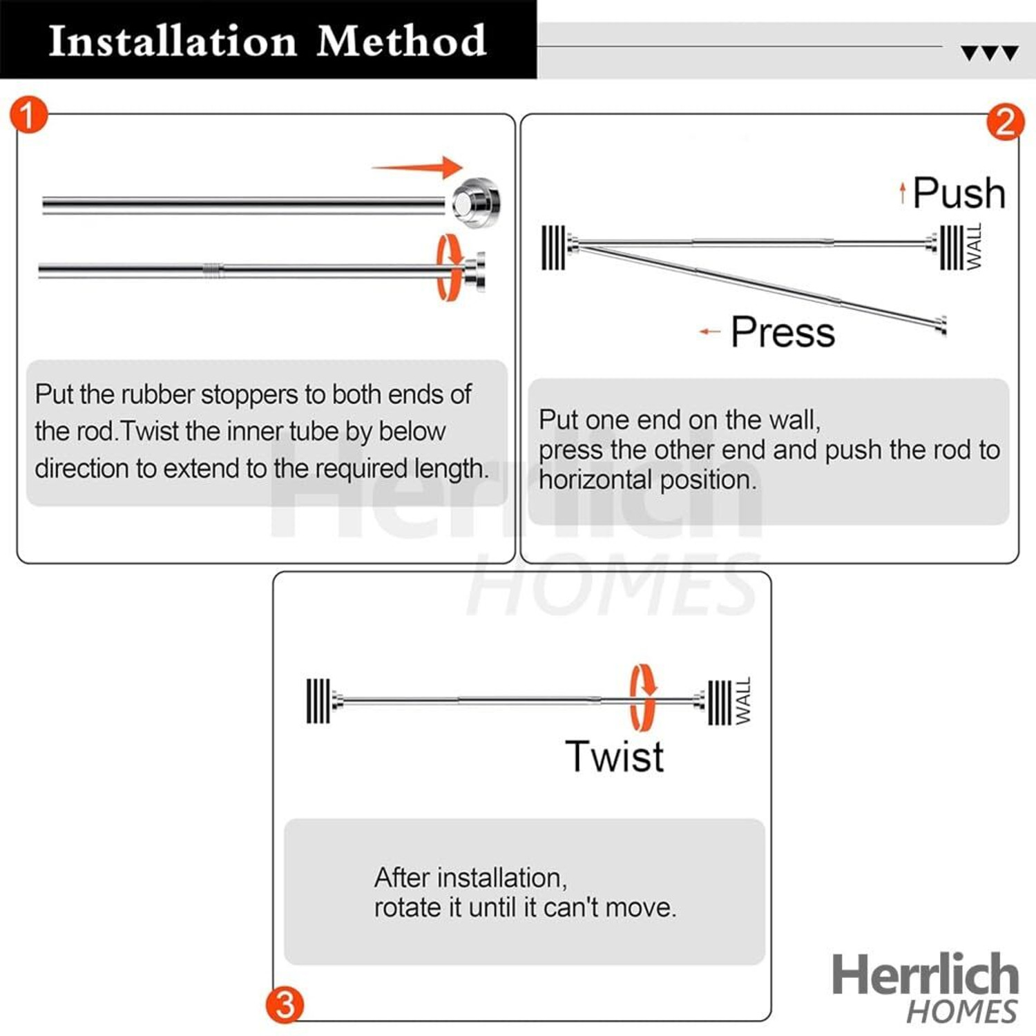 Image of Herrlich Homes Silver Curtain Rods Metal