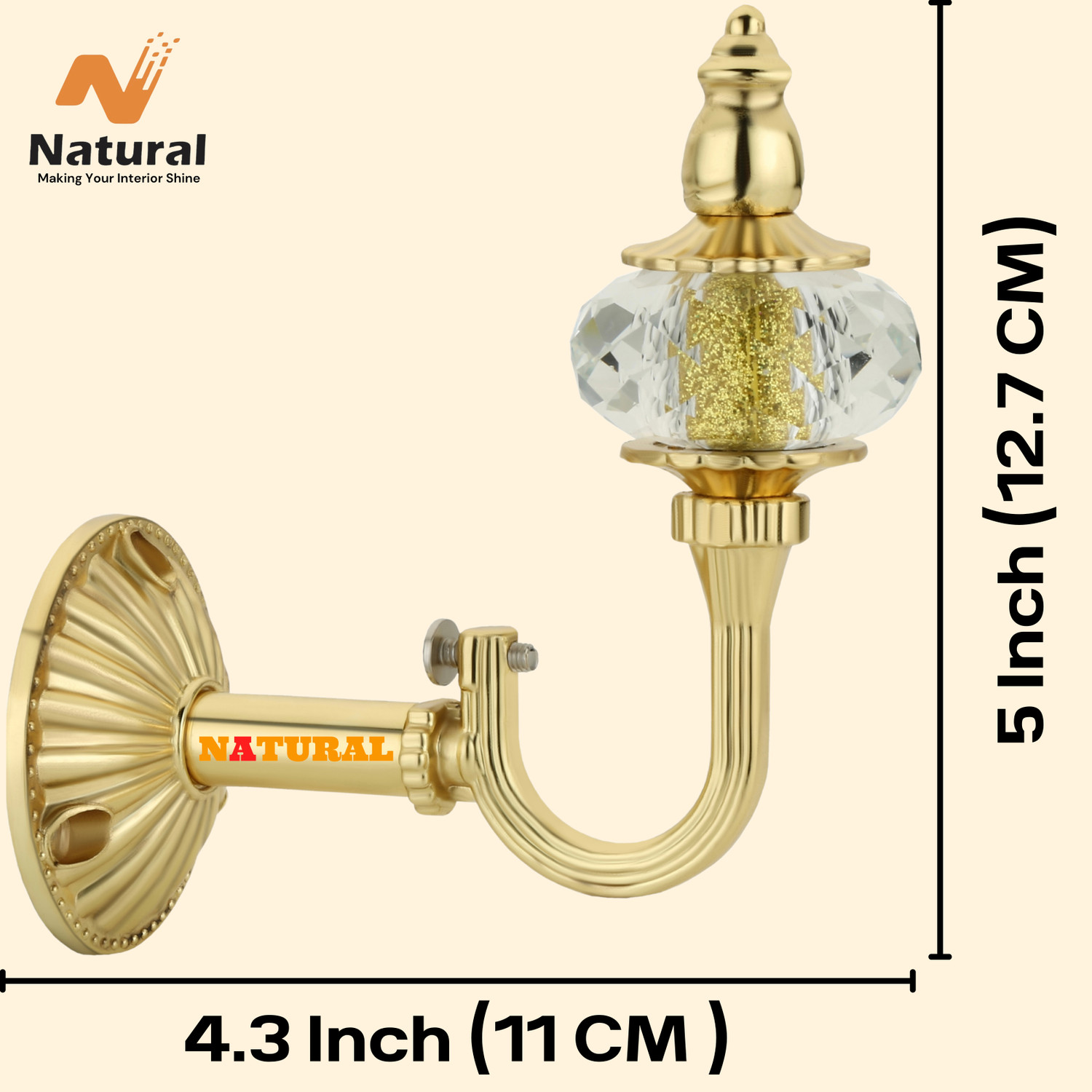 Image of NATURAL Gold Curtain Knobs Metal