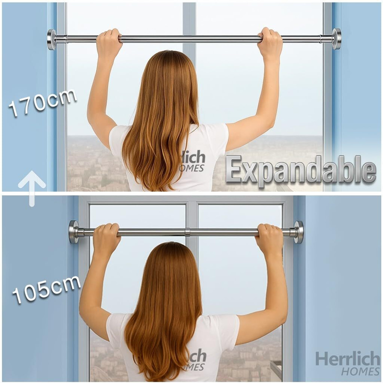 Image of Herrlich Homes Silver Curtain Rods Metal