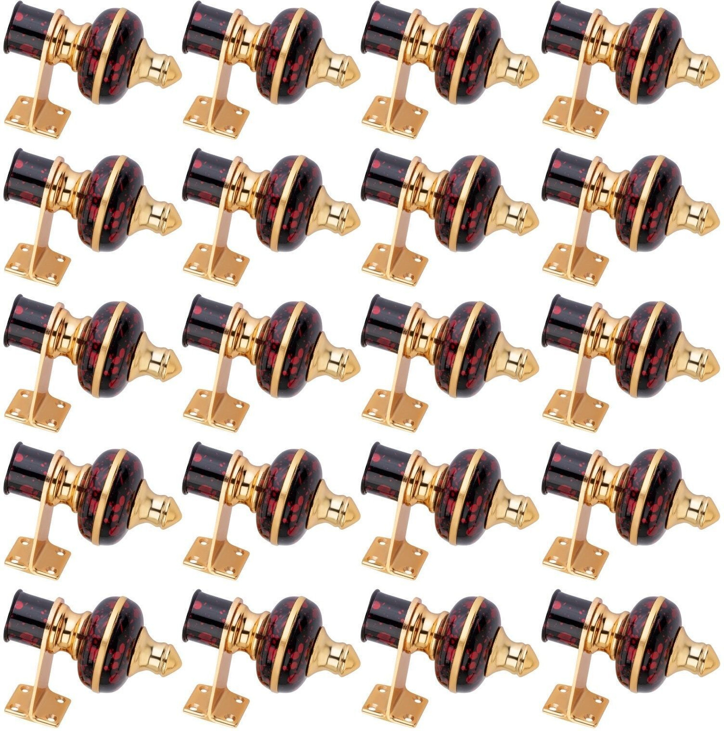 Image of Ghazian Red, Black, Gold Curtain Knobs, Rod Rail Bracket Metal
