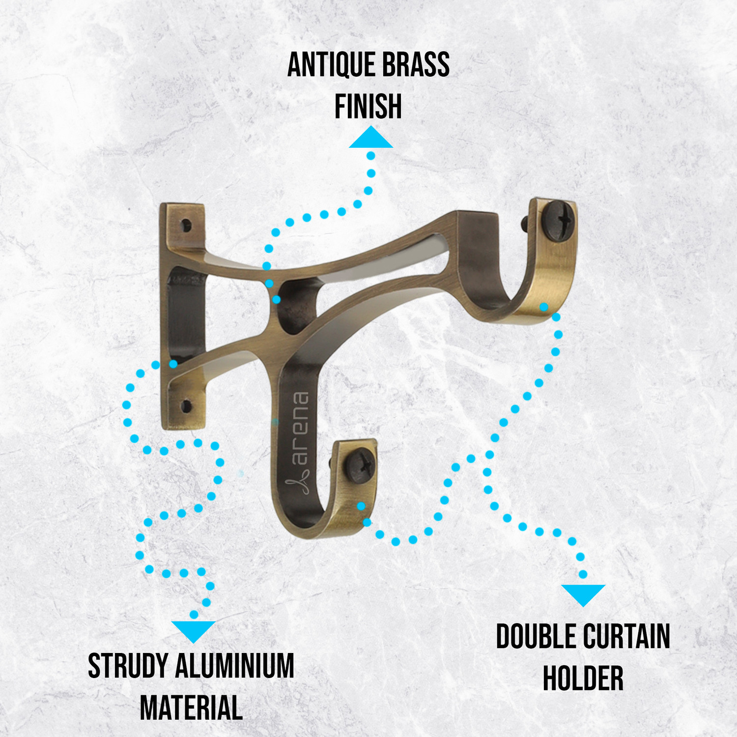 Image of Arena Brown Rod Rail Bracket, Curtain Hooks, Curtain Knobs Metal