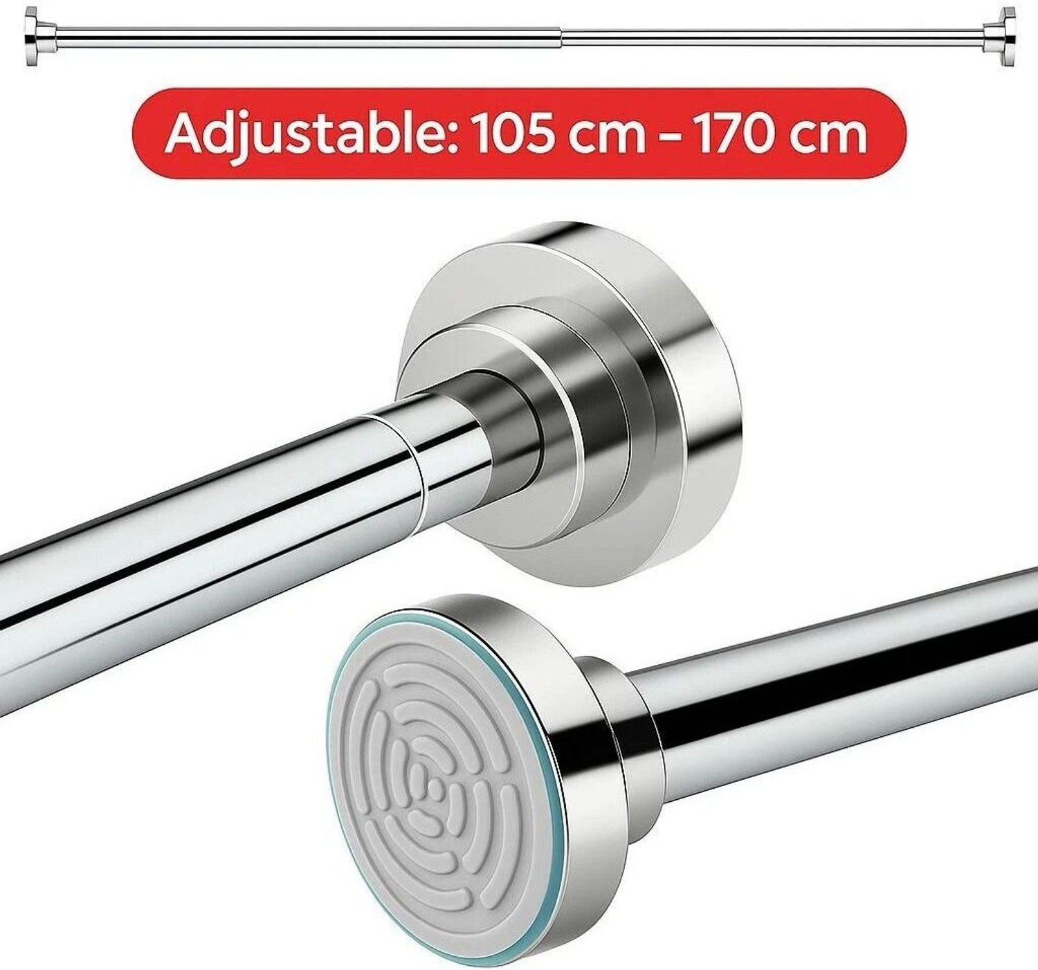 Image of Herrlich Homes Silver Curtain Rods Metal