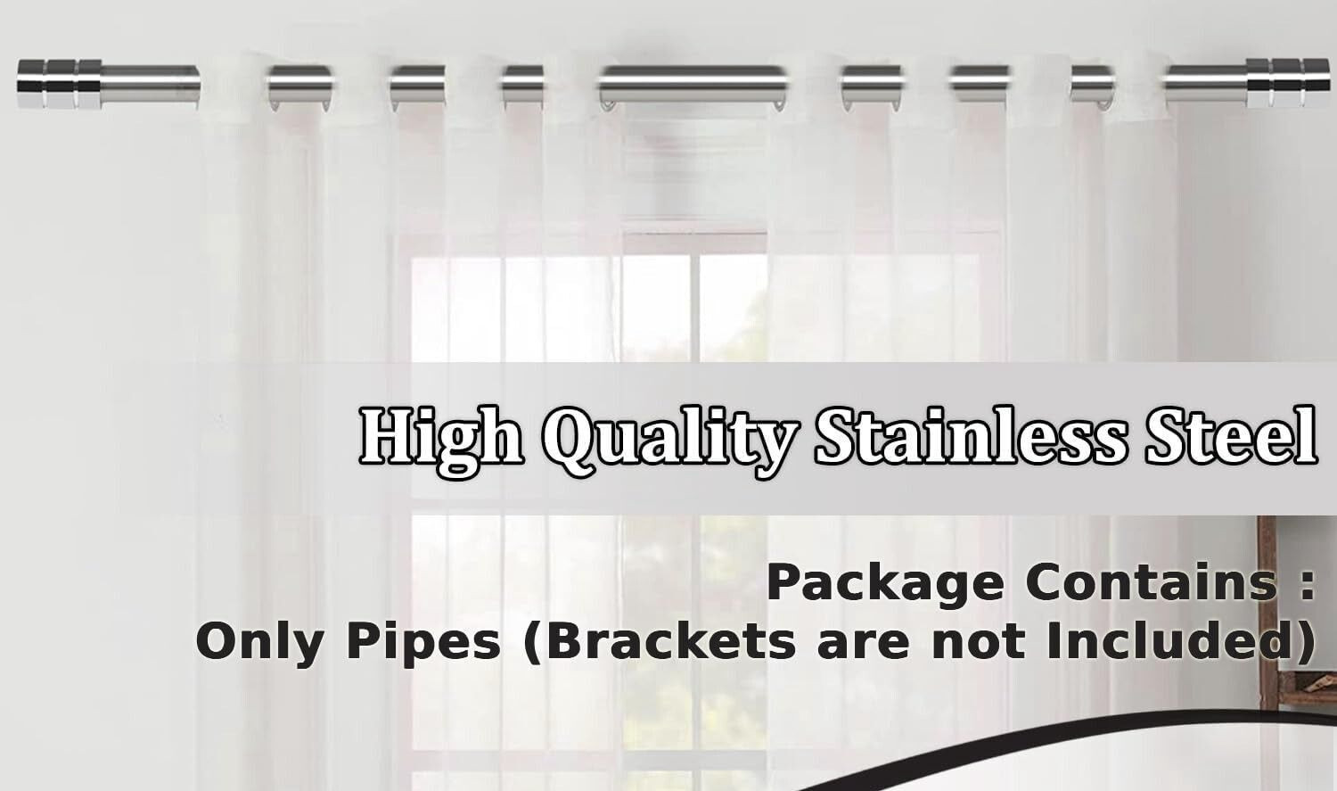 Image of QUXOZO Silver Curtain Rods Metal