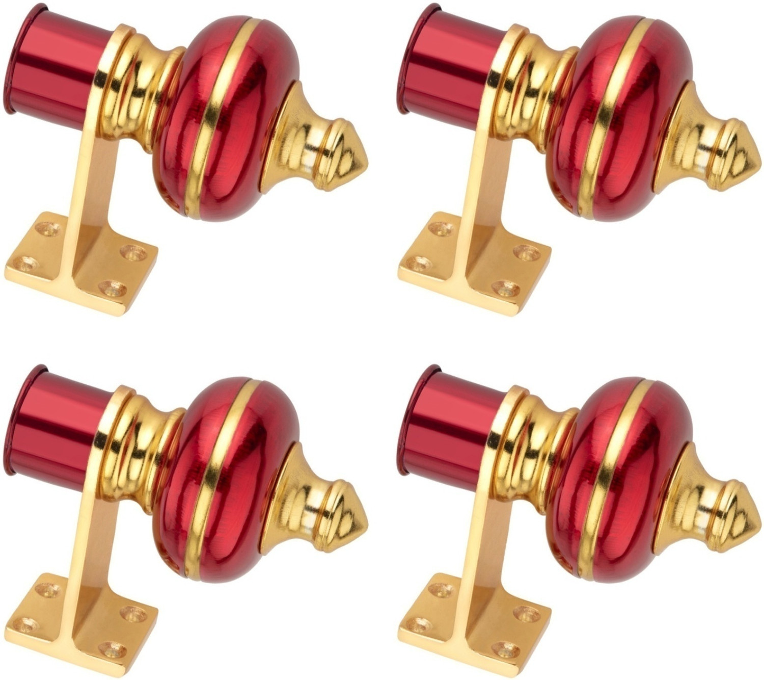 Image of Ghazian Red, Gold Curtain Knobs, Rod Rail Bracket Metal