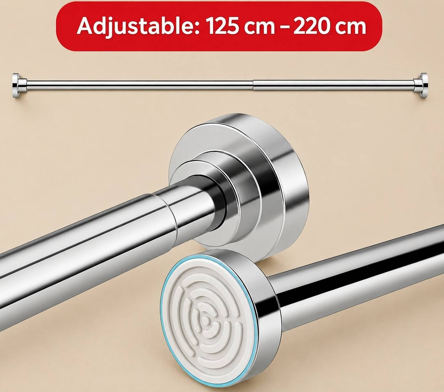 Herrlich Silver Curtain Rods Metal Pack of 1 - Image 1