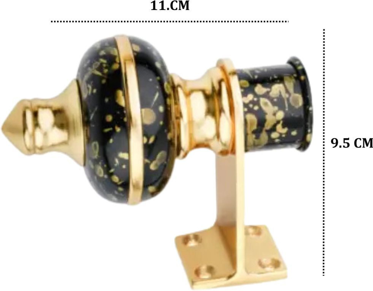 Image of GROWNIX Black Rod Rail Bracket, Curtain Hooks, Curtain Rods, Curtain Knobs Metal