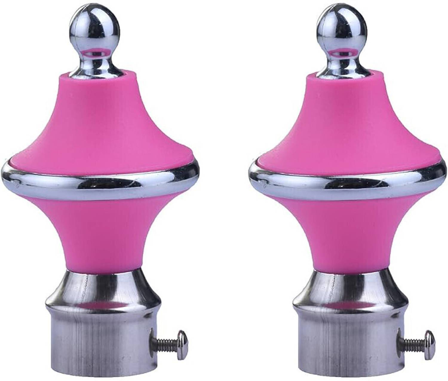 AVLEN Pink, Silver Rod Rail Bracket, Curtain Knobs, Tassels, Curtain Rods Metal