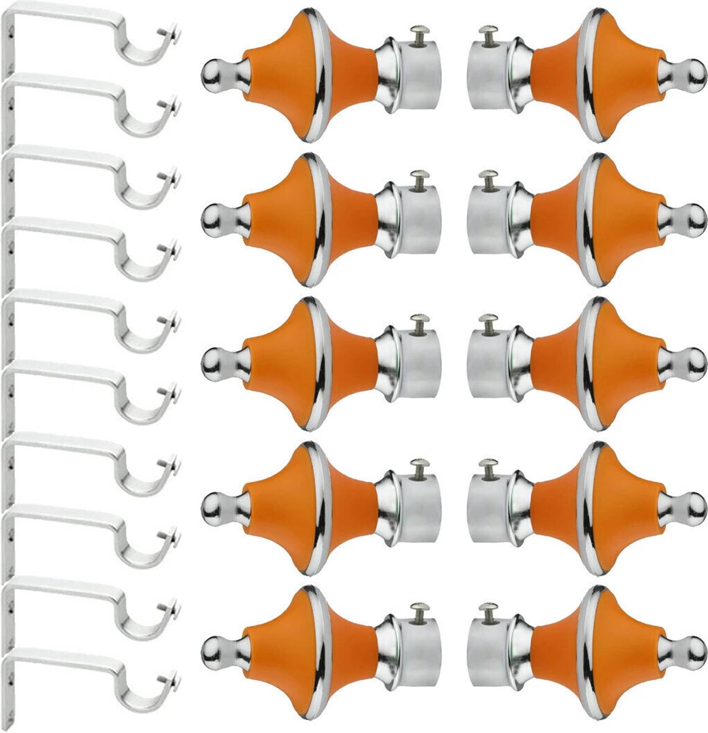 AVLEN Orange, Silver Rod Rail Bracket, Curtain Knobs, Tassels, Curtain Rods Metal