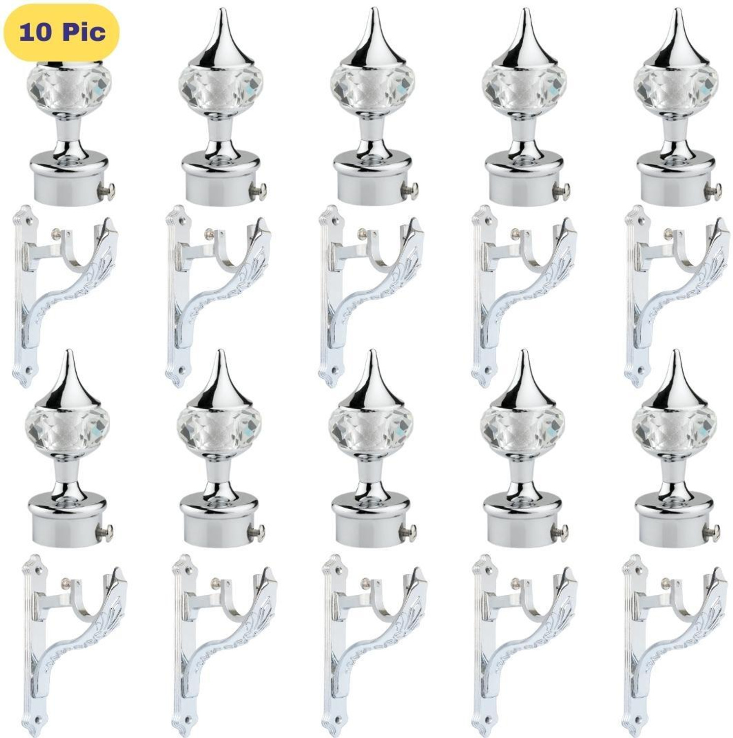 Image of ZAPEX Silver Rod Rail Bracket, Curtain Knobs Metal