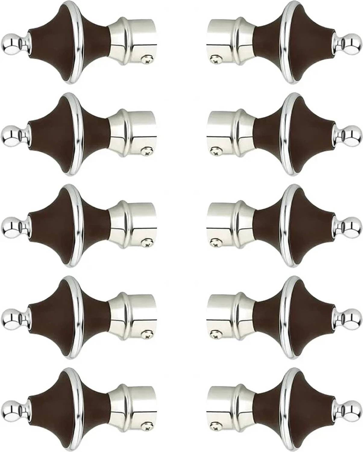 AVLEN Brown, Silver Rod Rail Bracket, Curtain Knobs, Tassels, Curtain Rods Metal