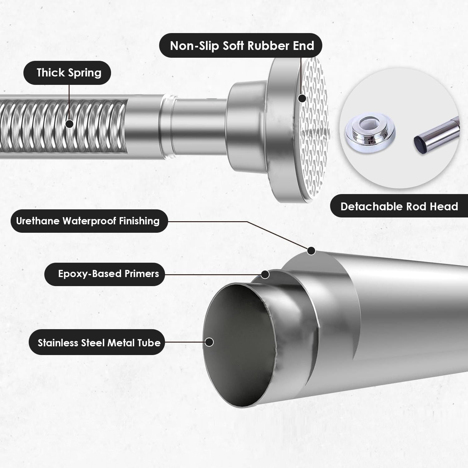Image of STANSY Silver Curtain Rods Metal