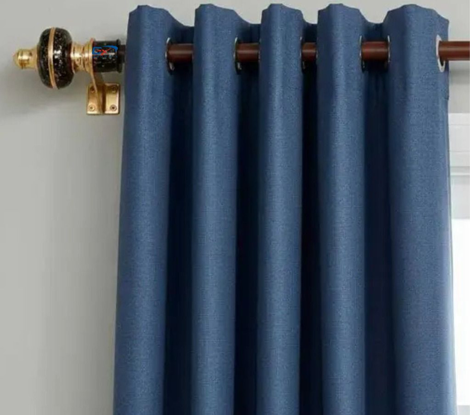 Image of GROWNIX Black Rod Rail Bracket, Curtain Hooks, Curtain Rods, Curtain Knobs Metal