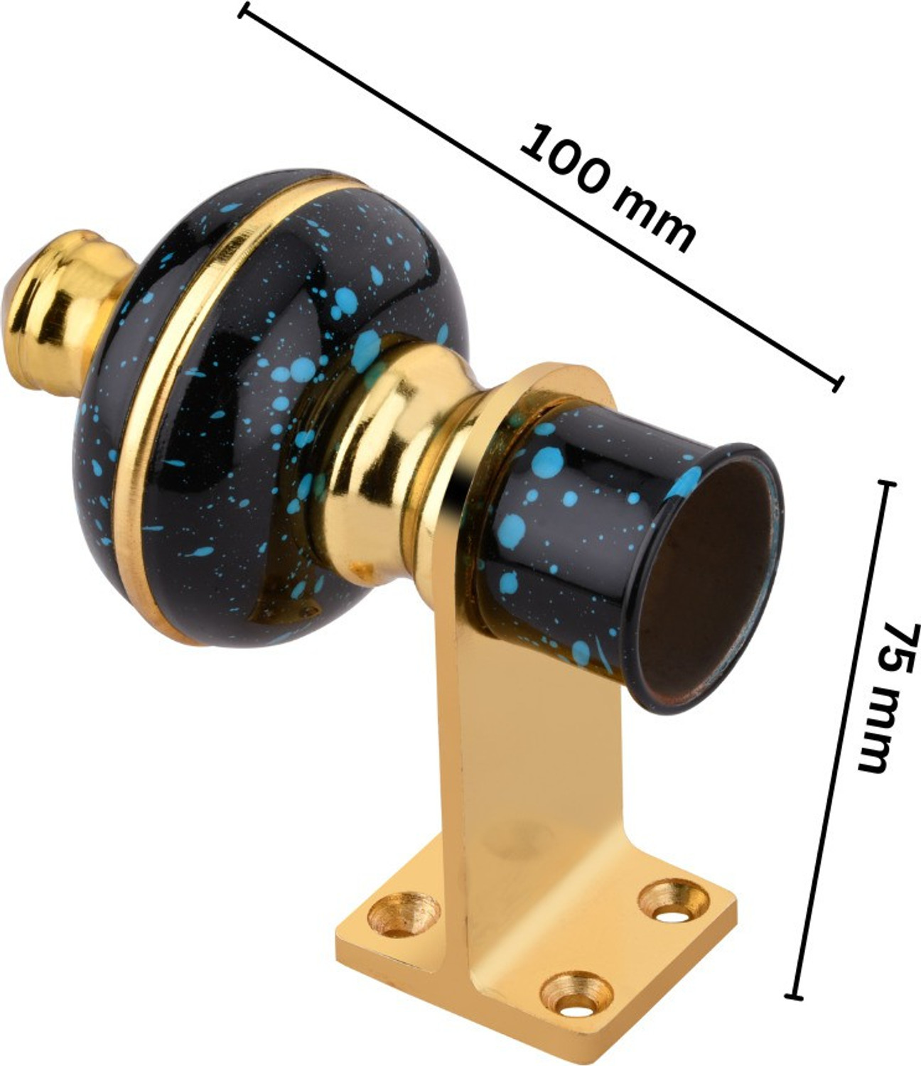 Image of Sun Shield Blue, Black, Gold Curtain Knobs, Curtain Hooks, Rod Rail Bracket Metal