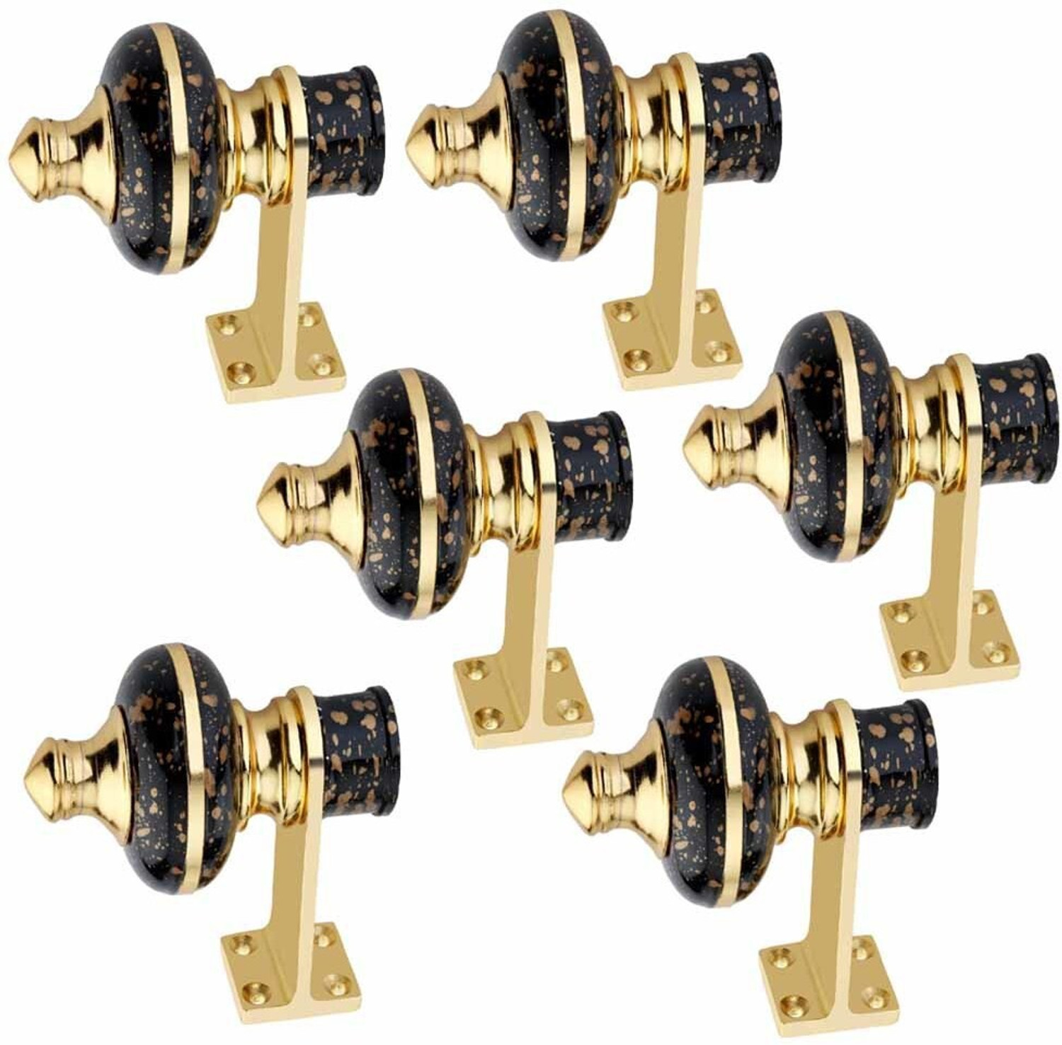 Image of GROWNIX Black, Gold Rod Rail Bracket, Curtain Knobs, Curtain Hooks, Curtain Rods Metal